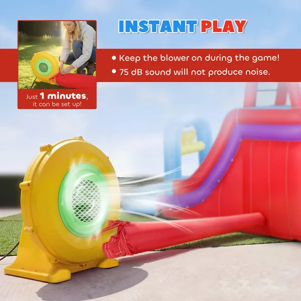 Qaba Inflatable Water Slide 6-in-1 with 480W Blower, Bounce House with Climbing Wall, Splashing Pool, Basketball Hoop - product image 5