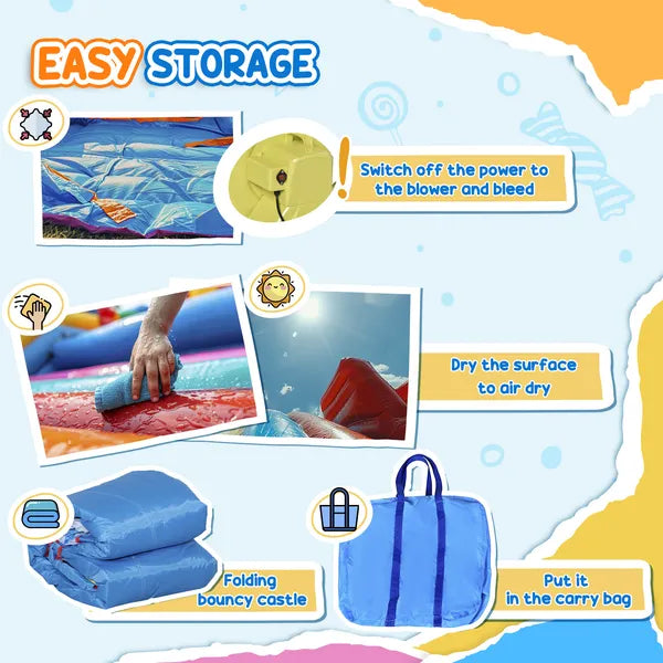 Outsunny Inflatable Water Slide Park 6-in-1 Kids Bounce House Castle with Pool Cannon Slide Trampoline Throwing Wall 450W Blower - product image 8
