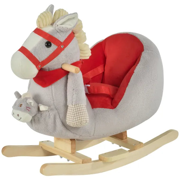 Qaba Interactive Kids Rocking Horse Toy, Gray with Cradlesong and Hand Puppet, for 18-36 Months - product image 1