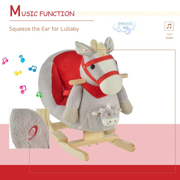 Qaba Interactive Kids Rocking Horse Toy, Gray with Cradlesong and Hand Puppet, for 18-36 Months - product image 7