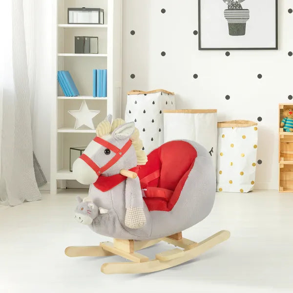 Qaba Interactive Kids Rocking Horse Toy, Gray with Cradlesong and Hand Puppet, for 18-36 Months - product image 10