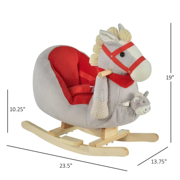 Qaba Interactive Kids Rocking Horse Toy, Gray with Cradlesong and Hand Puppet, for 18-36 Months - product image 3