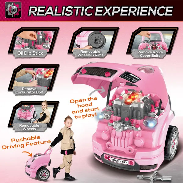 Qaba Interactive Mechanic Kids Truck Engine Toy Set for Creative Play, 61-Piece Car Service Workshop - product image 7