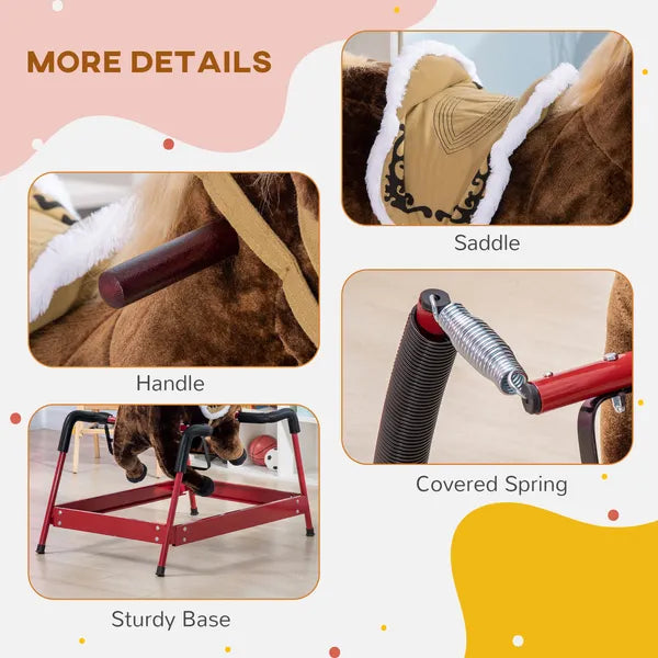 Interactive Spring Rocking Horse Dark Brown Realistic Sounds for Kids 5-12 Years - product image 6