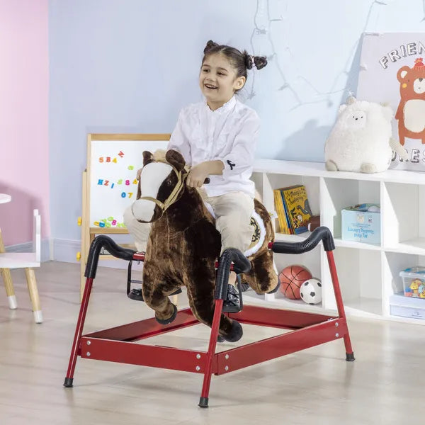 Interactive Spring Rocking Horse Dark Brown Realistic Sounds for Kids 5-12 Years - product image 2