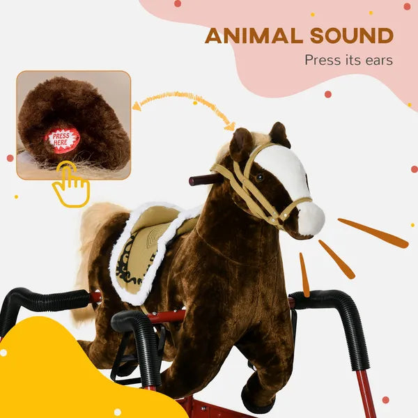 Interactive Spring Rocking Horse Dark Brown Realistic Sounds for Kids 5-12 Years - product image 5
