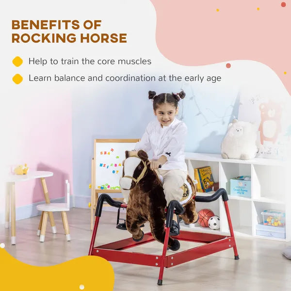 Interactive Spring Rocking Horse Dark Brown Realistic Sounds for Kids 5-12 Years - product image 4