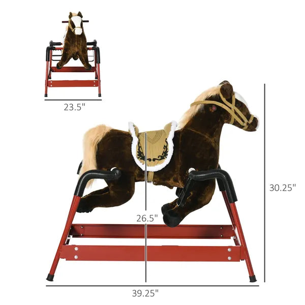 Interactive Spring Rocking Horse Dark Brown Realistic Sounds for Kids 5-12 Years - product image 3