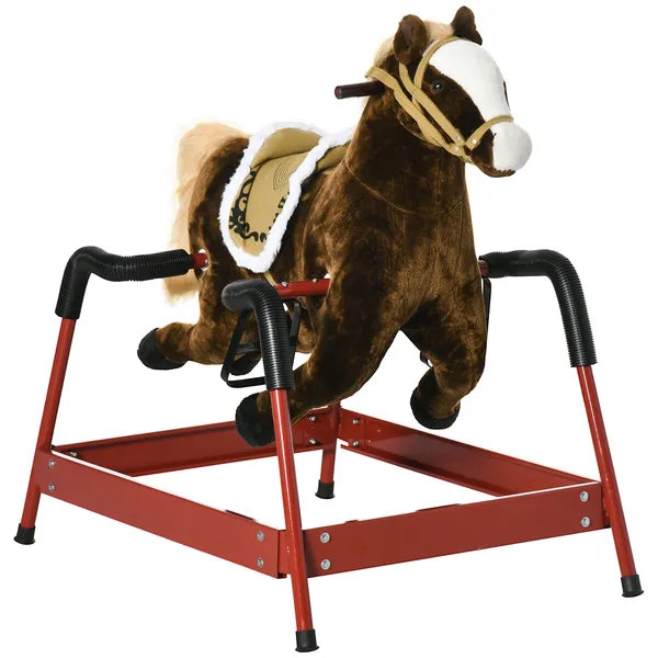 Interactive Spring Rocking Horse Dark Brown Realistic Sounds for Kids 5-12 Years - product image 1