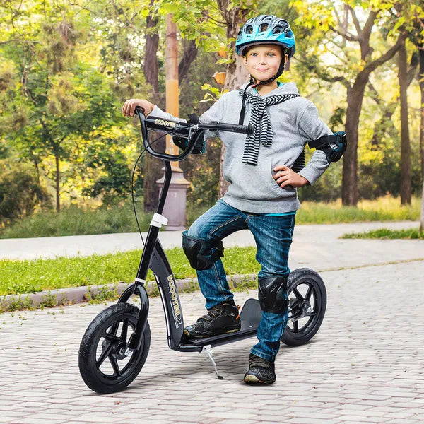 HOMCOM Kick Scooter for Kids 5-12 Years Old with Adjustable Height Handlebar, Non-slip Footplate, Big Wheels, Rear Brake, Black - product image 10