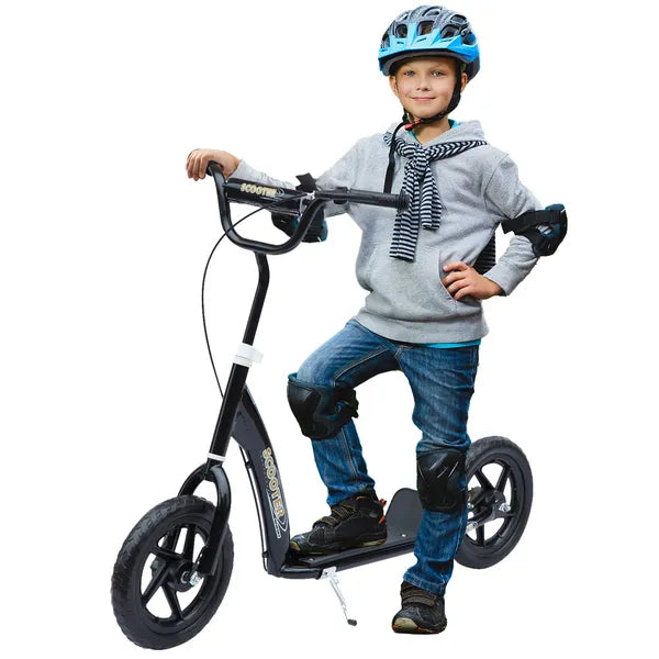 HOMCOM Kick Scooter for Kids 5-12 Years Old with Adjustable Height Handlebar, Non-slip Footplate, Big Wheels, Rear Brake, Black - product image 11