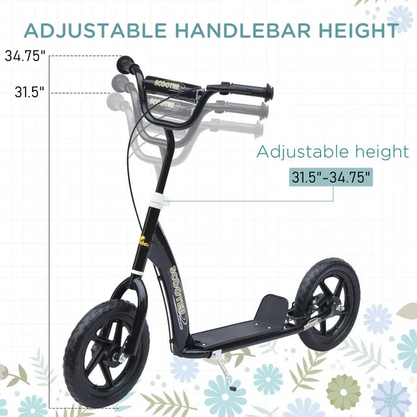 HOMCOM Kick Scooter for Kids 5-12 Years Old with Adjustable Height Handlebar, Non-slip Footplate, Big Wheels, Rear Brake, Black - product image 6