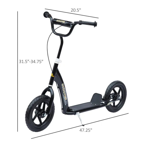 HOMCOM Kick Scooter for Kids 5-12 Years Old with Adjustable Height Handlebar, Non-slip Footplate, Big Wheels, Rear Brake, Black - product image 3