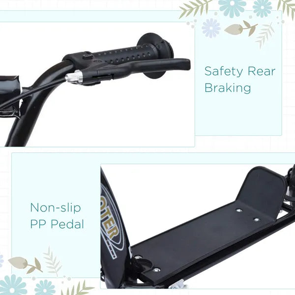 HOMCOM Kick Scooter for Kids 5-12 Years Old with Adjustable Height Handlebar, Non-slip Footplate, Big Wheels, Rear Brake, Black - product image 5