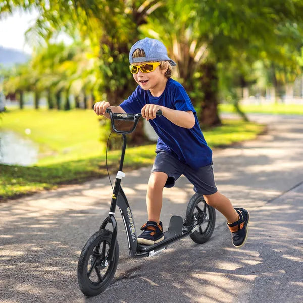 HOMCOM Kick Scooter for Kids 5-12 Years Old with Adjustable Height Handlebar, Non-slip Footplate, Big Wheels, Rear Brake, Black - product image 2