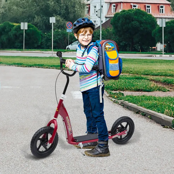 HOMCOM Kick Scooter for Kids 5-12 Years Old with Adjustable Height Handlebar, Non-slip Footplate, Big Wheels, Rear Brake, Red - product image 10