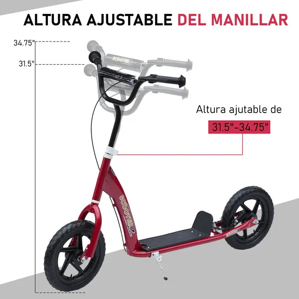 HOMCOM Kick Scooter for Kids 5-12 Years Old with Adjustable Height Handlebar, Non-slip Footplate, Big Wheels, Rear Brake, Red - product image 7