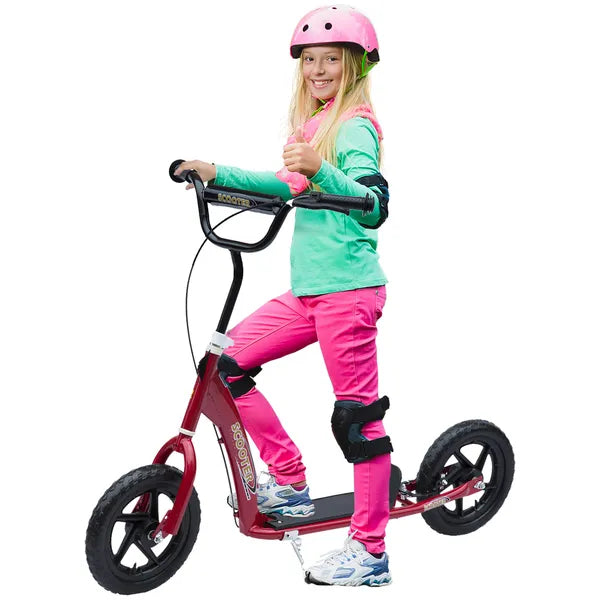 HOMCOM Kick Scooter for Kids 5-12 Years Old with Adjustable Height Handlebar, Non-slip Footplate, Big Wheels, Rear Brake, Red - product image 11