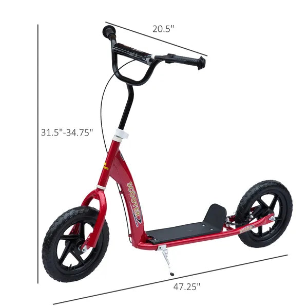 HOMCOM Kick Scooter for Kids 5-12 Years Old with Adjustable Height Handlebar, Non-slip Footplate, Big Wheels, Rear Brake, Red - product image 3