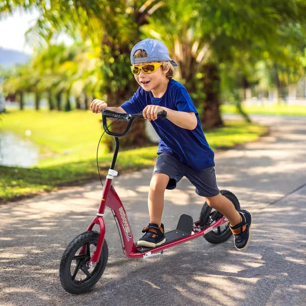 HOMCOM Kick Scooter for Kids 5-12 Years Old with Adjustable Height Handlebar, Non-slip Footplate, Big Wheels, Rear Brake, Red - product image 2