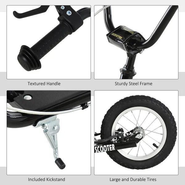 Kick Scooter with Adjustable Handlebar, Teens Ride On Toy with Front and Rear Dual Brakes Inflatable Wheels, For 5+, Black - product image 6