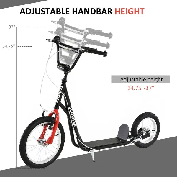 Kick Scooter with Adjustable Handlebar, Teens Ride On Toy with Front and Rear Dual Brakes Inflatable Wheels, For 5+, Black - product image 5