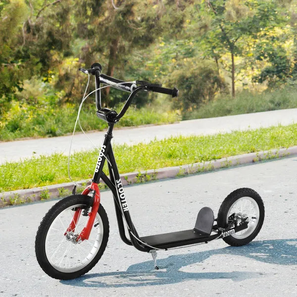 Kick Scooter with Adjustable Handlebar, Teens Ride On Toy with Front and Rear Dual Brakes Inflatable Wheels, For 5+, Black - product image 2