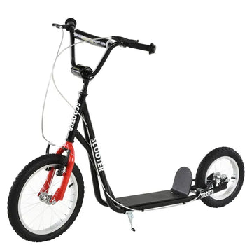 Kick Scooter with Adjustable Handlebar, Teens Ride On Toy with Front and Rear Dual Brakes Inflatable Wheels, For 5+, Black - product image 1