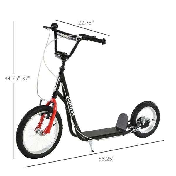 Kick Scooter with Adjustable Handlebar, Teens Ride On Toy with Front and Rear Dual Brakes Inflatable Wheels, For 5+, Black - product image 3