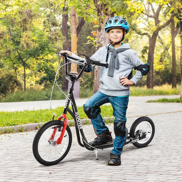 Kick Scooter with Adjustable Handlebar, Teens Ride On Toy with Front and Rear Dual Brakes Inflatable Wheels, For 5+, Black - product image 8
