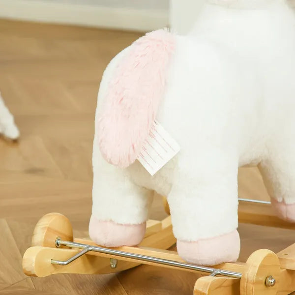 Kids 2 in 1 Rocking Horse and Glide Unicorn with Sound, Wooden Base, Pedal, Grip Handle, White, for 3-6 Years Old - product image 8