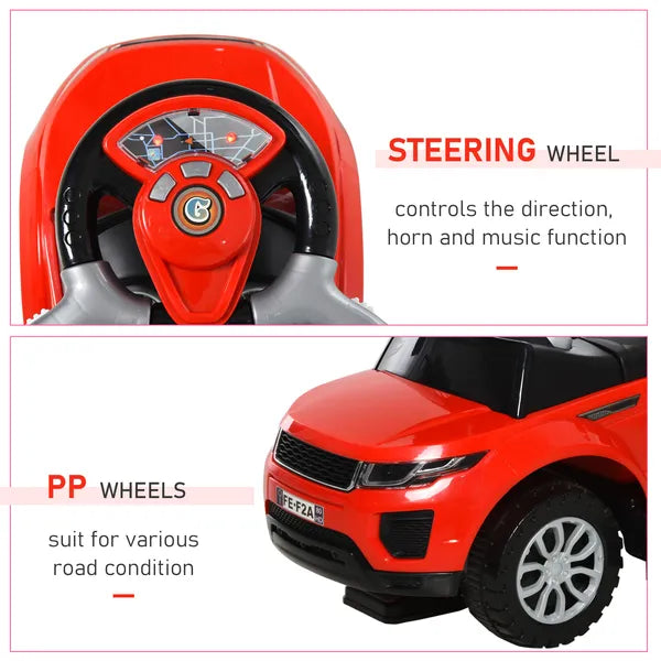 Kids 3 in 1 Push Car Ride-On Stroller Sliding Walking Toy with Horn Music Light Secure Bar for Boys Girls 1-3 Years Old Red - product image 4