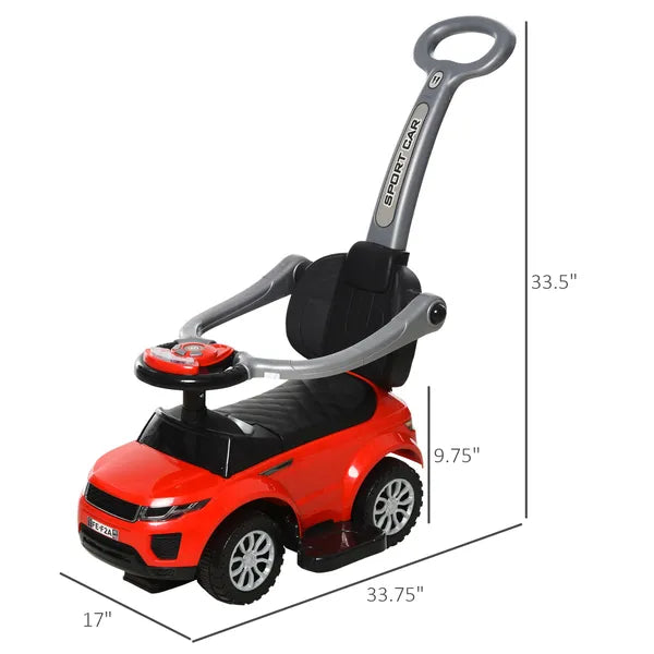Kids 3 in 1 Push Car Ride-On Stroller Sliding Walking Toy with Horn Music Light Secure Bar for Boys Girls 1-3 Years Old Red - product image 3
