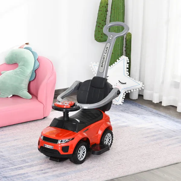 Kids 3 in 1 Push Car Ride-On Stroller Sliding Walking Toy with Horn Music Light Secure Bar for Boys Girls 1-3 Years Old Red - product image 2