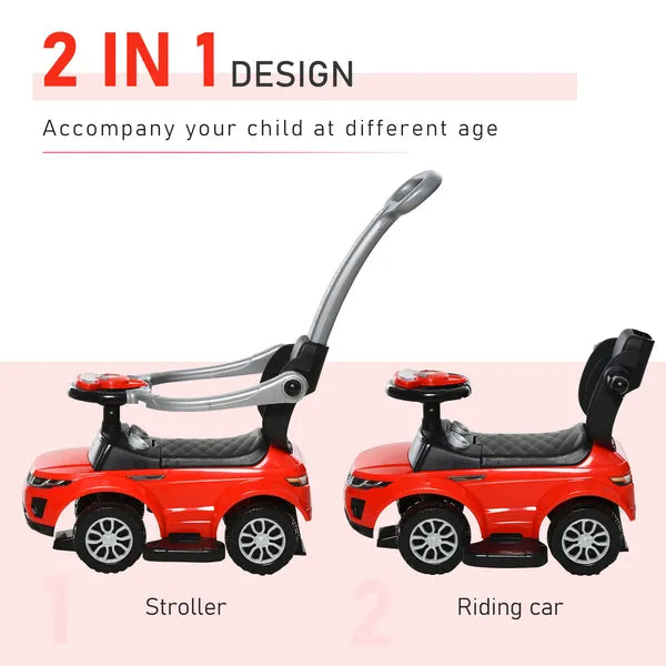Kids 3 in 1 Push Car Ride-On Stroller Sliding Walking Toy with Horn Music Light Secure Bar for Boys Girls 1-3 Years Old Red - product image 5