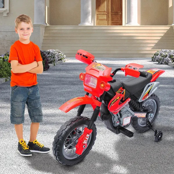 Aosom Kids 6V Electric Ride-On Motorcycle with Training Wheels, Battery-Powered, Red - product image 2