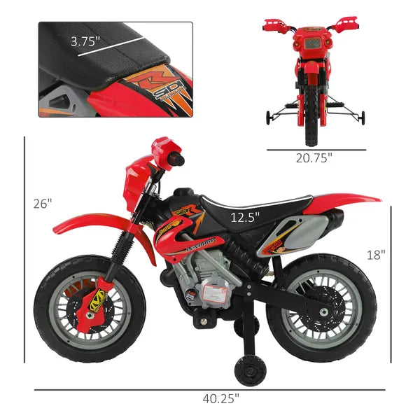 Aosom Kids 6V Electric Ride-On Motorcycle with Training Wheels, Battery-Powered, Red - product image 3