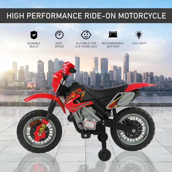 Aosom Kids 6V Electric Ride-On Motorcycle with Training Wheels, Battery-Powered, Red - product image 5