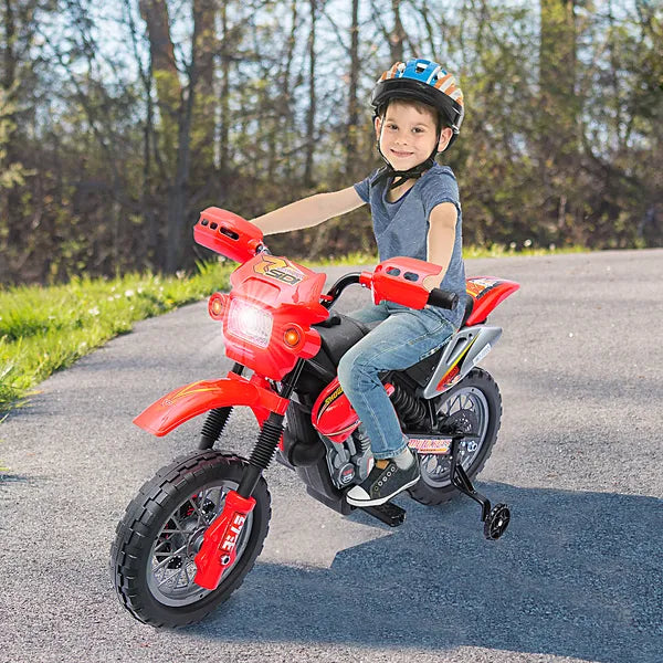 Aosom Kids 6V Electric Ride-On Motorcycle with Training Wheels, Battery-Powered, Red - product image 10
