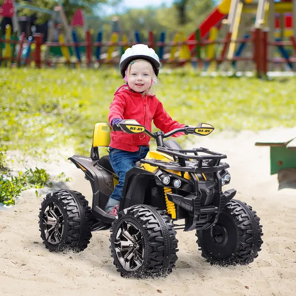 Kids ATV 12V Ride on Car with Music Realistic Headlights Wide Wheels Rechargeable Electric Yellow - product image 9