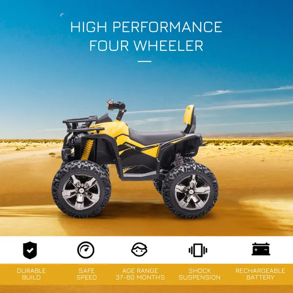 Kids ATV 12V Ride on Car with Music Realistic Headlights Wide Wheels Rechargeable Electric Yellow - product image 4