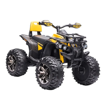 Kids ATV 12V Ride on Car with Music Realistic Headlights Wide Wheels Rechargeable Electric Yellow - product image 1