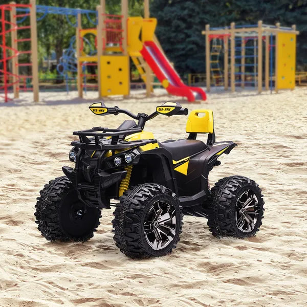 Kids ATV 12V Ride on Car with Music Realistic Headlights Wide Wheels Rechargeable Electric Yellow - product image 2