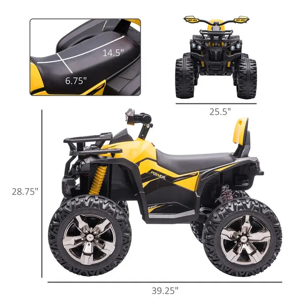 Kids ATV 12V Ride on Car with Music Realistic Headlights Wide Wheels Rechargeable Electric Yellow - product image 3