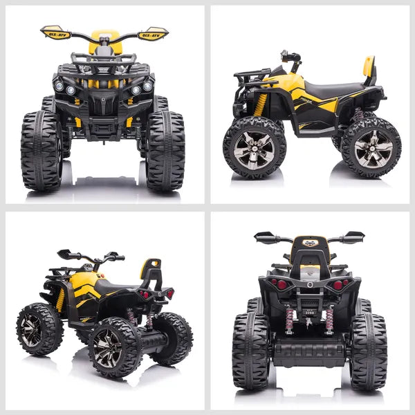 Kids ATV 12V Ride on Car with Music Realistic Headlights Wide Wheels Rechargeable Electric Yellow - product image 8