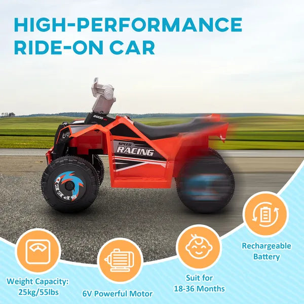 Kids ATV 6V Ride-On Four-Wheeler with Forward Reverse Red Durable Wheels for Toddlers 18-36 Months - product image 5