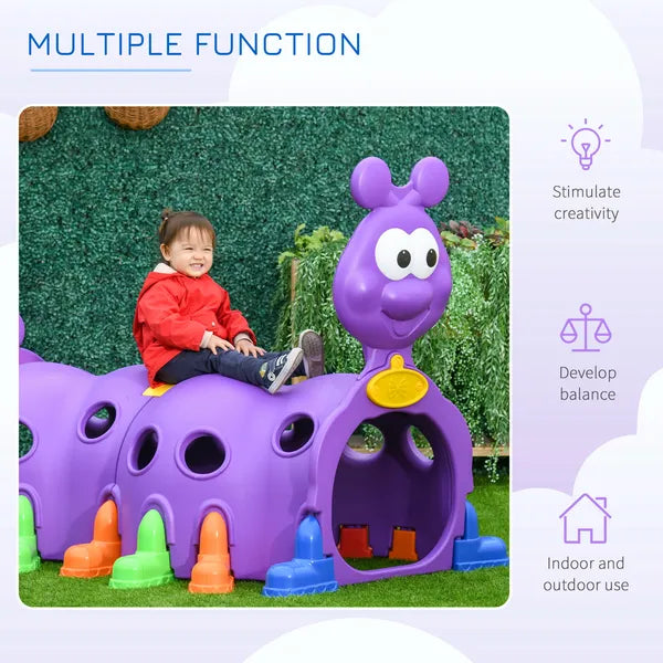 Qaba Kids Caterpillar Climbing Tunnel Purple Indoor Outdoor Climb N Crawl Toy Play Structure for 3 6 Years Old Boys Girls Gift - product image 6