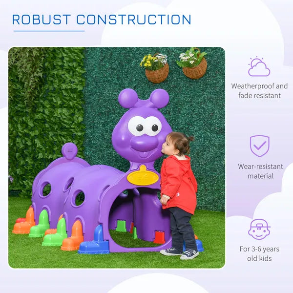 Qaba Kids Caterpillar Climbing Tunnel Purple Indoor Outdoor Climb N Crawl Toy Play Structure for 3 6 Years Old Boys Girls Gift - product image 5