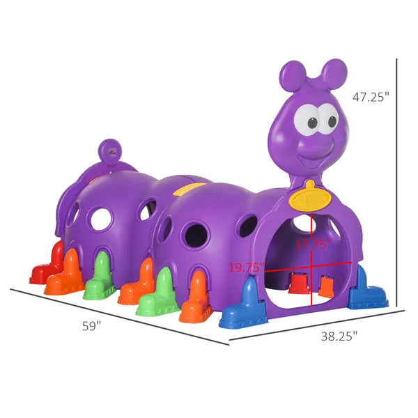 Qaba Kids Caterpillar Climbing Tunnel Purple Indoor Outdoor Climb N Crawl Toy Play Structure for 3 6 Years Old Boys Girls Gift - product image 3