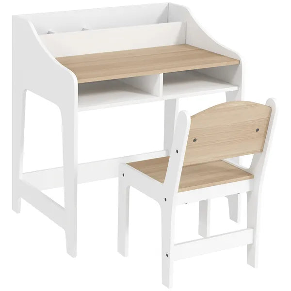 Kids Desk and Chair Set with Storage and Shelves, for Bedroom and Study Room, Gift for 3-8 Years Old, Natural Wood - product image 12
